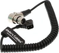 Câble d'alimentation spiralé Alvin's Cables D-tap XLR 4 broches femelle à angle droit pour Blackmagic URSA Mini Pro Venice F5/F55