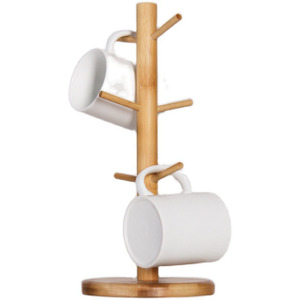 Portabicchieri da banco a 6 ganci in bambù porta asciugatrice da <span class=keywords><strong>cucina</strong></span> <span class=keywords><strong>per</strong></span> tazze da caffè e da tè con Design elegante - Product Image 1