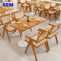 Table à manger rectangulaire de luxe SEM avec 4 chaises, table de restaurant en bois pour café, restaurant de restauration rapide, mobilier de restaurant