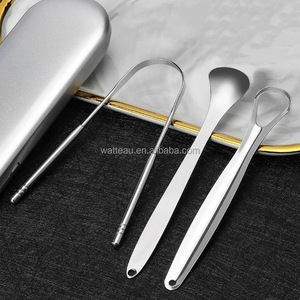 Raschietto eco-friendly in acciaio inossidabile 3 pezzi riutilizzabile in metallo alito fresco forniture dentarie scatola da viaggio - Product Image 2