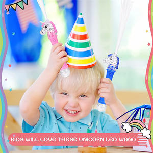 Fiesta y vacaciones Niños Fiesta Magic Glow Lámpara Feliz cumpleaños Luz Props Unicornio Intermitente Led Varita de fibra óptica - Product Image 3