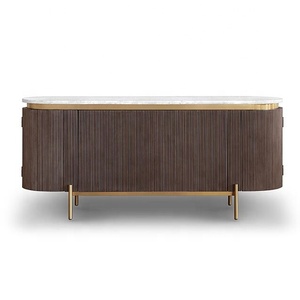 高品质意大利现代豪华不锈钢底座大理石顶级电视柜橱柜家具客厅 - Product Image 3