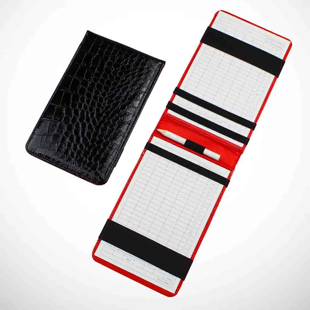 Leder Golf Performance Scorecard Holder Yardage Buchhalter Cover mit Bleistift und Scorecard