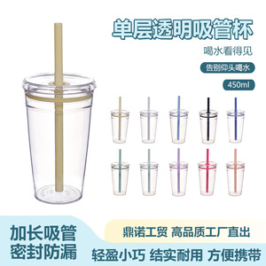 Shang Kou Ai Milk Tea Cup 450ml With Straw Leak Proof Travel Plastic Drinkware - Product Image 4