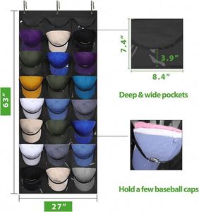Échantillon Gratuit : Organisateur de Casquettes pour Casquettes de Baseball, Support Mural/Porte Visible pour Chapeaux avec 3 Crochets, 24 Poches Profondes - Product Image 5