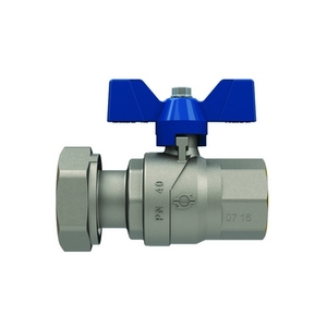 Valvola a sfera con dado girevole a farfalla femmina 3/4x1 DN 20 PN 40 per valvole di riempimento - Product Image 1