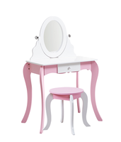 Coiffeuse pour enfants 2 en 1 Ensemble miroir Coiffeuse en bois pour le maquillage avec tableau d'écriture