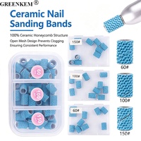 Boîte de 10/45 pièces 60 #   100 #   150 #   Bandes de ponçage céramiques bleues en maille avec dissipation thermique et mandrin pour ponceuse à ongles