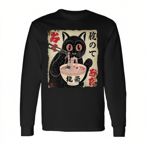 Camiseta de manga larga con estampado de gato Ramen, estilo japonés Kawaii Anime Cat - Product Image 2