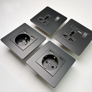 LangYeao Black Toggle <strong>Light</strong> <strong>Wall</strong> <strong>Switches</strong> Custom UK Standard Stainless Steel Panel Metal Electric Vintage <strong>Switch</strong> and Socket - Product Image 5