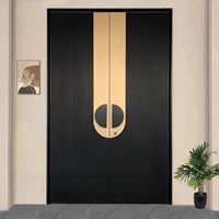 Portes Antivol en Bois Massif Direct Usine Style Chinois Moderne pour Salles de Conférence et Entrées Finition Bois Naturel Noyer Tout-en-un