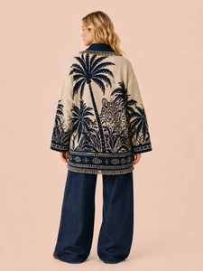 <span class=keywords><strong>Cardigan</strong></span> Lungo in <span class=keywords><strong>Lana</strong></span> da <span class=keywords><strong>Donna</strong></span> Stile Bohemien con Jacquard Albero di Cocco, Maniche Lunghe, Moda Autunno Inverno, Vendita all'Ingrosso - Product Image 3