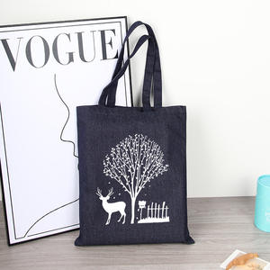 Bolsa de Mano de Lona Negra de Moda, Gran Capacidad, Logotipo Personalizado, Bolsa de Hombro de Algodón, Minimalista, Linda, para Compras, Regalo - Product Image 4