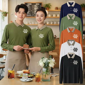 DOVEARK Custom Embroidery Brand Logo S-6XL 220G 100.0%Polyester Button-Down Basic Blank Long Sleeve Men Golf Polo Shirt