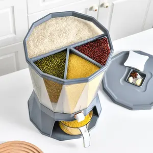 Escolha diversão nova 360 graus girando divisão de grão de comida seca dispensador de arroz cozinha grande recipiente para o arroz