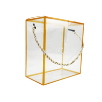Boîtes transparentes avec poignées Boîte cadeau en PVC avec poignée Boîte cadeau en plastique PVC imprimé en feuille d'or recyclable
