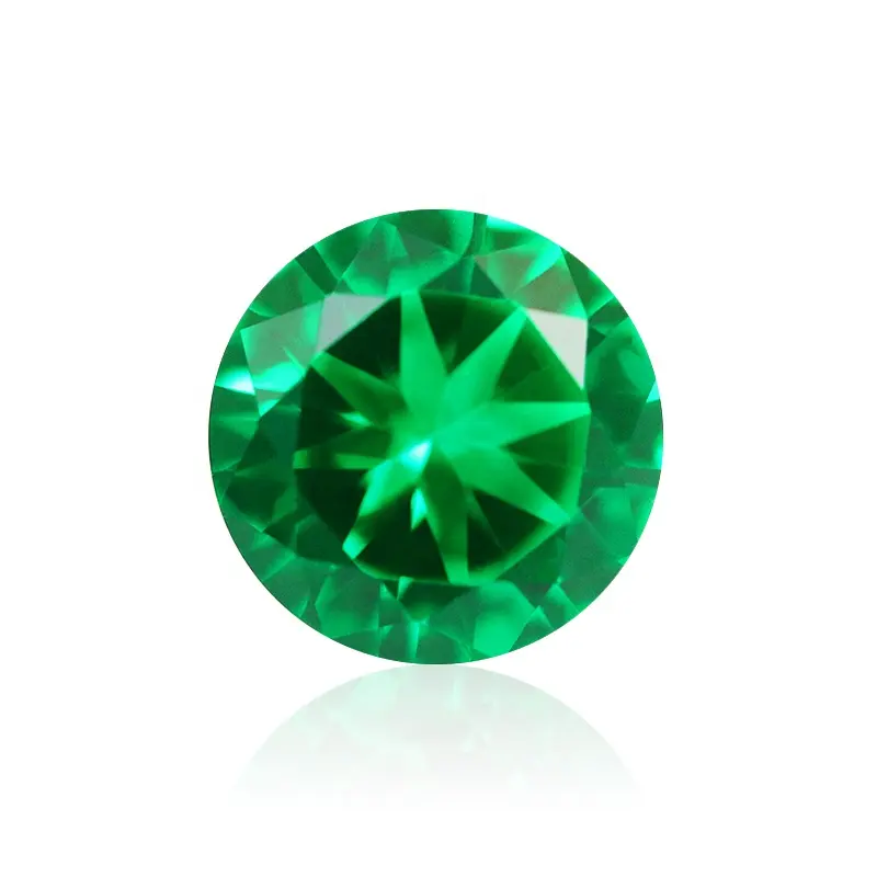 Baifu Jewelry pietra preziosa sintetica personalizzata rotonda verde smeraldo nano stone per fusione di cera