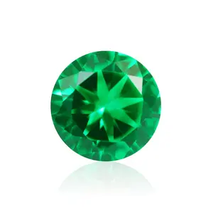 Baifu Jewelry pietra preziosa sintetica personalizzata rotonda verde smeraldo nano stone per fusione di cera