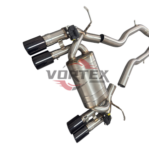 Sistema de Escape Catback Vortex SS304 de Longitud Igual para BMW M3 M4 F80 F82 S55 2014-2018, Sistema Valvetronic, Puntas Cuádruples en Negro Brillante - Product Image 3