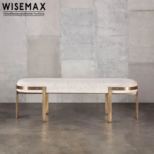 WISEMAX家具北欧软鞋凳现代家具入口通道方形金属不锈钢织物室内装潢露台长凳