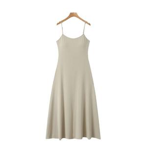 Vestido de Punto sin Mangas para Mujer, Marca Runqi, Color Sólido, Talla Grande, Ropa de Dormir con Relleno en el Pecho y Diseño que Define la Cintura - Product Image 1