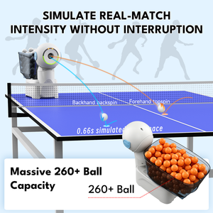 Máquina Lanzapelotas de <span class=keywords><strong>Ping</strong></span> Pong Inalámbrica Recargable Dora Smart, Entrenador de Tenis de Mesa con Cabezal Giratorio Totalmente Automático y Tolva Grande para Pelotas - Product Image 4