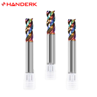HANDERK OEM Hrc55 Set Endmill bentuk-u, mata pemotong penggilingan mikro karbida Tungsten 3 seruling untuk alat mesin CNC