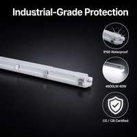 Lámpara LED Tri-proof de 40W IP66 para Chip, 4800LM, 120lm/W, 1.2m, para Almacenes, Certificación CE/CB, Garantía de 5 Años