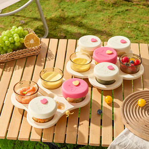 Mini bocal <span class=keywords><strong>en</strong></span> verre ambré Portable facile à ouvrir ensembles de bols <span class=keywords><strong>en</strong></span> verre pour fruits collations fromage <span class=keywords><strong>cornichons</strong></span> assaisonnement - Product Image 4