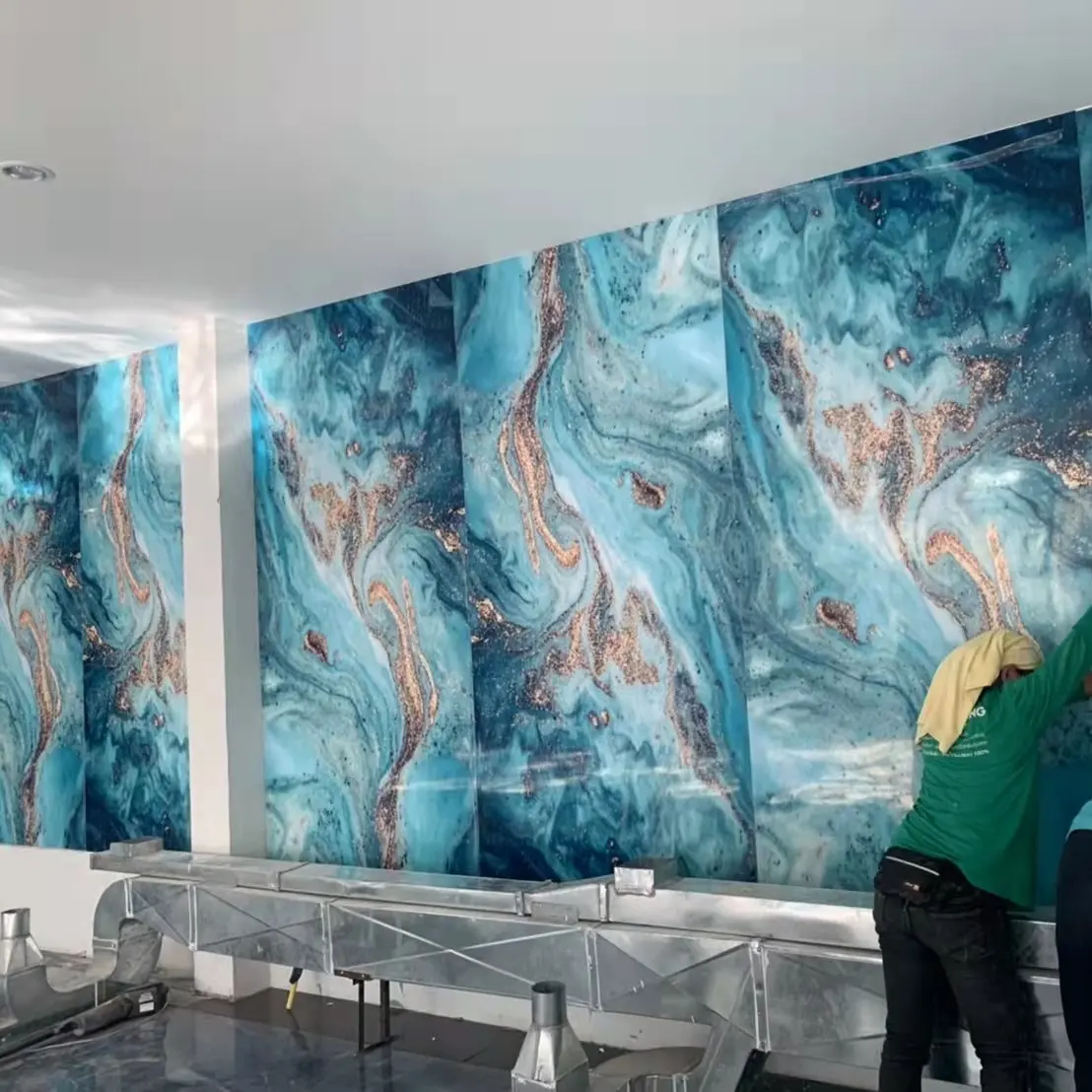 Pannelli di plastica del pvc di marmo uv della parete di stampa 3d della decorazione interna per l'hotel