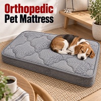 Matelas orthopédique pour chien avec housse grise amovible et matelassage doux et incurvé pour les zones de couchage modernes pour chiens à la maison