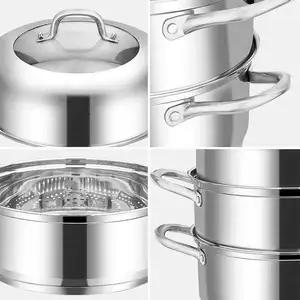 Cooking Pot Set OEM Large Capacity Stainless Steel Steamer Pots Cooking Pots For Food