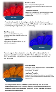 Máquina de belleza de terapia de luz LED roja y azul de múltiples efectos, cuatro colores, para reparación de la piel y líneas finas. - Product Image 5