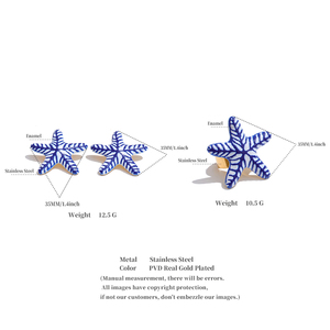 JINYOU 5809 Nautical <strong>Blue</strong> Enamel Starfish Jewelry Set Stainless Steel Starfish Stud Earrings Matching <strong>Ring</strong> - Product Image 6