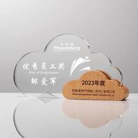 En gros Personnalisé Cristal Nuage Forme Trophée Prix En Bois Cristal Trophées Souvenirs Nuage Forme En Bois Cristal Prix MH-N150