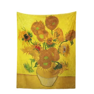 Tapiz decorativo con estampado de Van Gogh para dormitorio, tapiz colgante de pared con estampado de girasoles