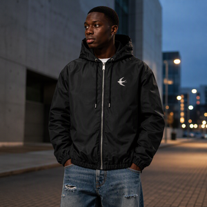 Unisex Winter Hooded Zip-Up Nylon Cotton Lightweight Windbreaker Outdoor Casual Drawstring <b>Hoodie</b> with Letter Pattern - Product Image 4