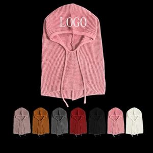 Cagoule d'hiver unisexe en coton 100% avec logo brodé, en peluche de luxe, tricot côtelé, chaude, avec cordon de serrage, pour le sport, la pêche et la plage - Product Image 1