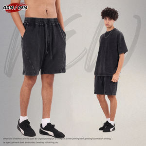 Pantalones Cortos Casuales de Algodón Puro para Hombre, Estilo Vintage, con Cordón Ajustable, Diseño de Parches, Holgados, para Verano - Product Image 3