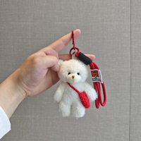 Mini porte-clés en peluche ours en peluche Kawaii, pendentif animal doux et moelleux pour sac, sac à main, sac à dos, porte-clés
