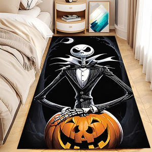 Alfombra rectangular con diseño de calavera de Halloween, fibra de poliéster, decoración interior, resistente a las manchas, antideslizante, fácil de limpiar, alfombra para dormitorio - Product Image 3