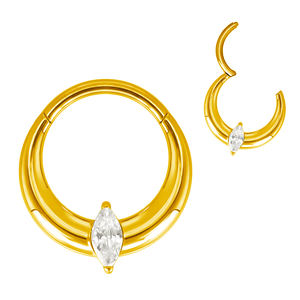 GZN ASTM F136 Titane <span class=keywords><strong>Large</strong></span> <span class=keywords><strong>Anneau</strong></span> à Segment Ovale Avec Marquise CZ Center Piercing Body Jewelry Titanium Earring Nose Ring Jewelry - Product Image 6