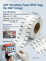 Étiquette RFID UHF en mousse Marathon 100x30mm avec puce M830 pour chronométrage de course sportive (BIB)