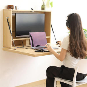 Bureau pliant mural en bois pour appartement, petites maisons, gain de place, <span class=keywords><strong>table</strong></span> multifonctionnelle avec rangement Centuryart - Product Image 3