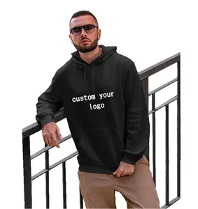 Fashion grosir custom kualitas tinggi katun dan poliester puff cetakan logo warna polos kosong pria dan pullover hoodie