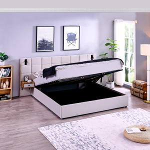 Modern Luxury King Size Wood Frame Bed <b>Set</b> Wholesale Home Furniture Adjustable for Living Room Includes Fabric Components - Product Image 3