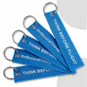 <b>Customized</b> 3D Embroidery Jet Keychain Personalized Car Ring Flight Fabric <b>Key</b> Tag for Promotional Gifts - Product Image 1