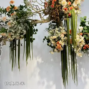 Guirnalda de flores para colgar en la boda, tallos largos, gran oferta, flores de vid blancas de PVC, guirnalda de flores artificiales