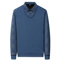 Polo pour homme doublé polaire, effet deux pièces, à manches longues, col rabattu, style décontracté chic, pull chaud pour l'automne et l'hiver