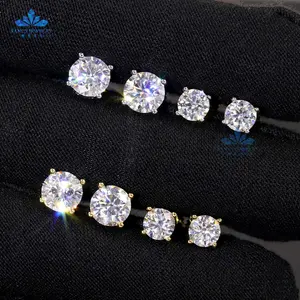 Lüks Mossanite takı klasik vida geri beyaz altın 925 gümüş 5mm 6.5mm 8mm Moissanite elmas top küpeler erkekler kadınlar için